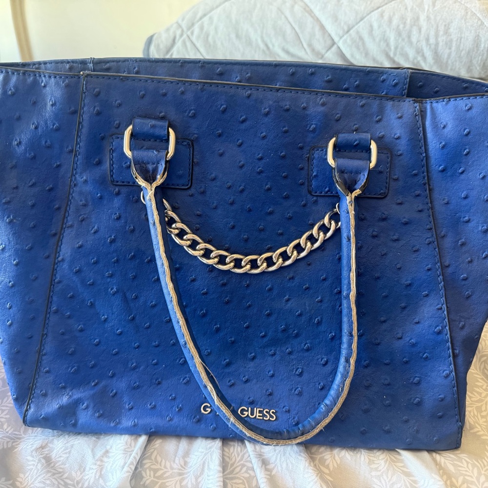 GUESS Royal Blue Chain-Detail Tote